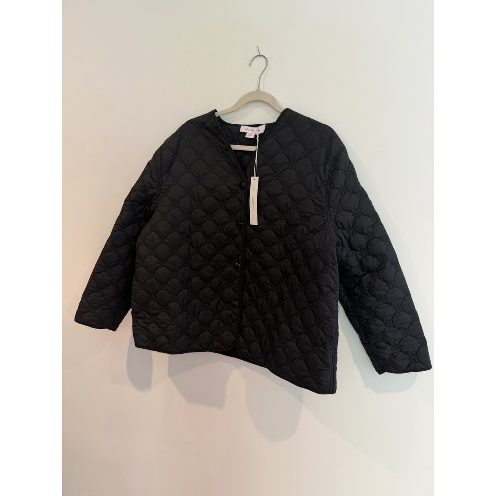 Lisa Says Gah Quilted Jacket XL / XXL NWT Black Puffer Lightweight Liner Button - Picture 4 of 8